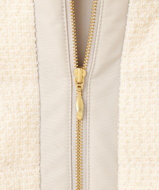 ANY SIS L 【2WAY】ツイードノーカラー ダウンジャケット アイボリー