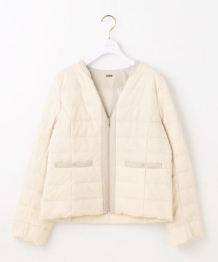 ANY SIS L 【2WAY】ツイードノーカラー ダウンジャケット アイボリー