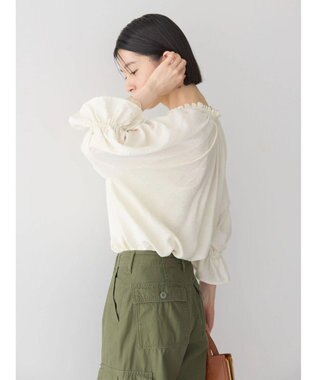 AMERICAN HOLIC 接触冷感　フリル衿５分袖ブラウス Ivory
