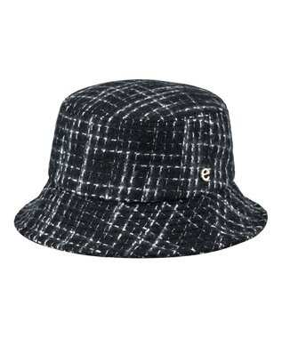 MOONBAT estaa(エスタ) ざっくりツイード バケットハット  帽子 手洗い可能 サイズ調整可能 ブラック