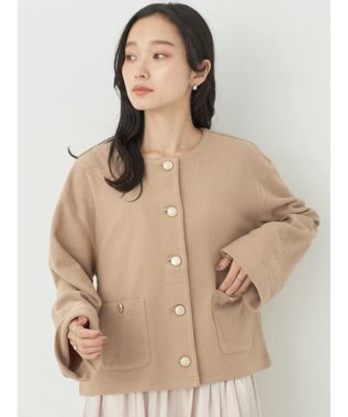 earth music&ecology 金釦スラブカーディガン Beige