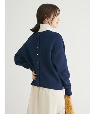 Green Parks ２ｗａｙ　パール釦ニットプルオーバー Dark Navy