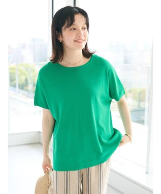 CRAFT STANDARD BOUTIQUE UVカット/接触冷感/洗える/ 半袖ニットプルオーバー Green