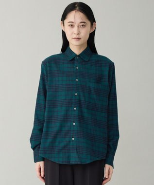 UNFILO MENS 【男女兼用】クリーンチェック ネルシャツ グリーンチェック