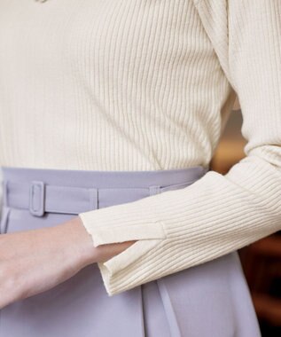 Tiaclasse 【洗える】スクエアネックリブ編みニットトップス オフホワイト