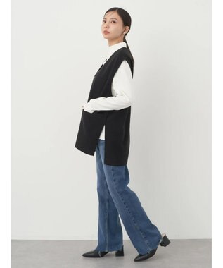 earth music&ecology ＳＥＴ２点圧縮風ポンチベスト＋リブタートル Black