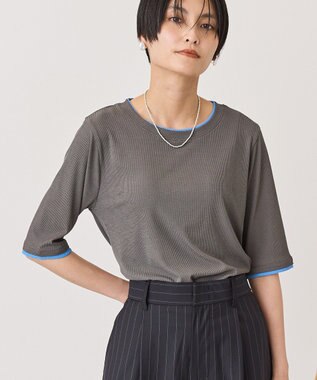 AMERICAN HOLIC シアーリブ配色プルオーバー Charcoal Gray
