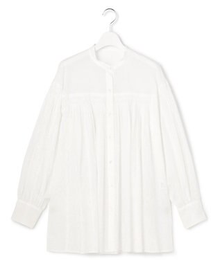 23区 L 【SLOW/一部店舗限定】コットンボイル ギャザー ブラウス ホワイト系