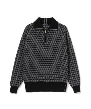 ZERO HALLIBURTON 【セットアップ可能】 モノグラム柄 ハーフジップニット ZHG-W5A4b 85137 ブラック