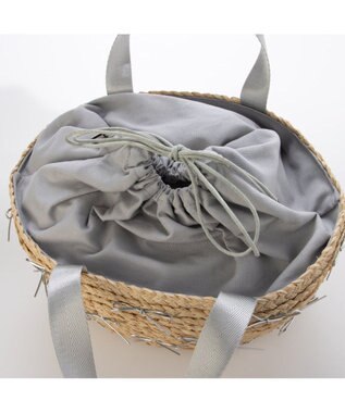 UNBILLION カカトゥ kakatoo / ラフィアブレードリボンバッグ カゴバッグ シルバー