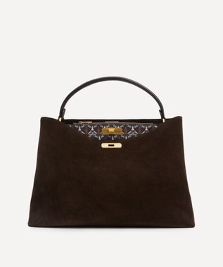 LIBERTY. バーリントン スエード トップハンドル バッグ ブラウン