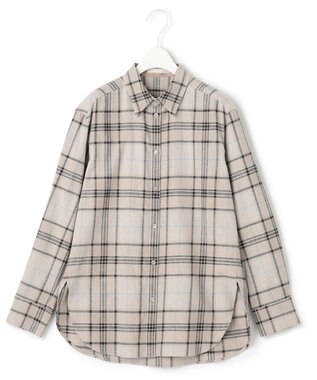 ICB 【洗える】コットンカポックチェック シャツ アイボリー系チェック柄