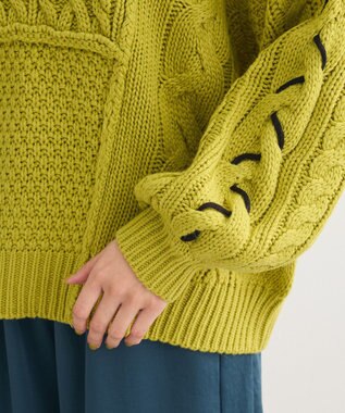 Green Parks 変形ケーブルニットプルオーバー Green