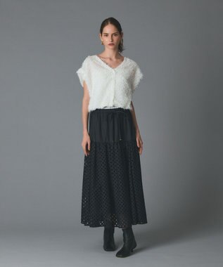 GRACE CONTINENTAL メッシュカットワークスカート ブラック