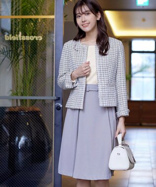 Tiaclasse 【洗える】スクエアネックリブ編みニットトップス オフホワイト