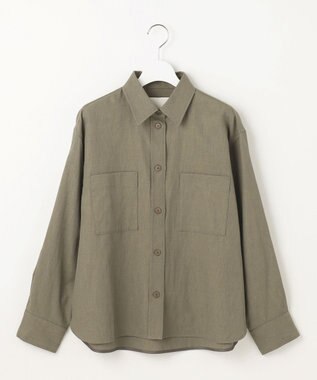 自由区 【洗える】ドビーオックスストレッチシャツ アウター カーキ