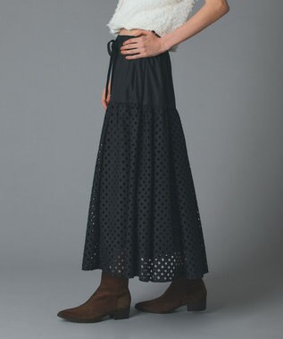 GRACE CONTINENTAL メッシュカットワークスカート ブラック