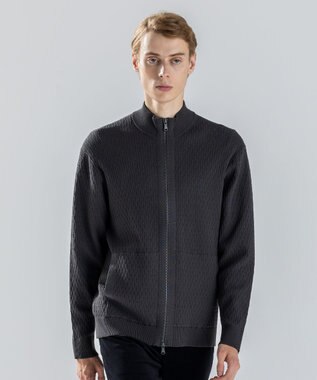 JOSEPH HOMME 【新柄】 ヴィスコースリンクス　ハイネックジップアップカーディガン グレー系