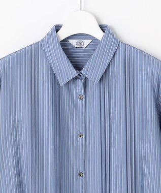 J.PRESS LADIES S ストライプジャージー シャツライク カットソー ダルブルーストライプ系