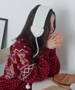 WEGO ハートニットイヤーマフ ホワイト