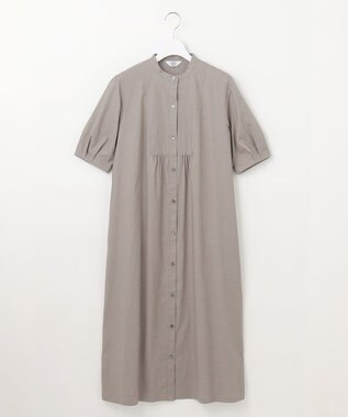 J.PRESS LADIES 【洗える】麻ポリエステルストレッチ ワンピース モカシャンブレー系