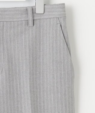 自由区 【XSサイズ～/洗える】TRギャバ ストライプ テーパードパンツ ライトグレー系1