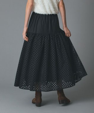GRACE CONTINENTAL メッシュカットワークスカート ブラック