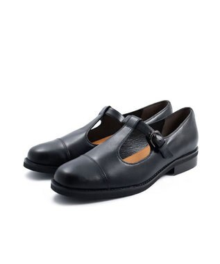 APOM イタリアンカーフ Tストラップシューズ 30 ブラック