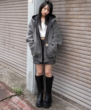 WEGO ワーカーズキルトフードブルゾン ブラック中濃色