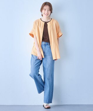 ANY フレンチリネンシャツブラウス オレンジ