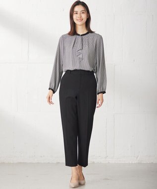 ANY SIS 【洗える】ラッフルボウ ブラウス 長袖 モノトーン千鳥