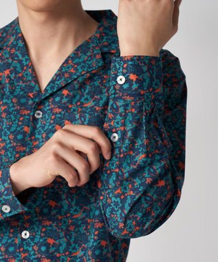 OP／FILA 【Ocean Pacific】プリント長袖オープンネックシャツ ネイビー