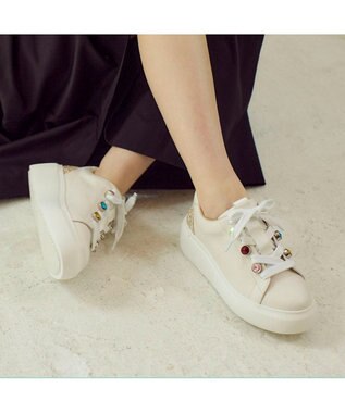 MODE ET JACOMO <MODE ET JACOMO>厚底ビジュースニーカー ホワイトミックス