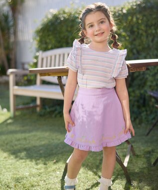 ANY KIDS 裾 ロゴ刺繍 スカパン ラベンダー