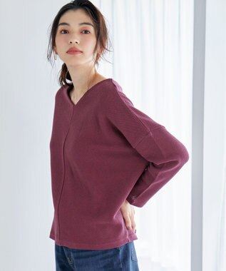 ANY 【洗濯機可能】Vネックニットソー ボルドー