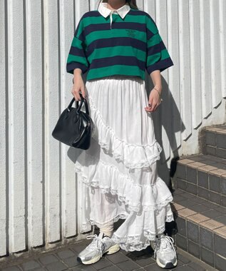 WEGO ワンポイント刺繍ラガーシャツ グリーン