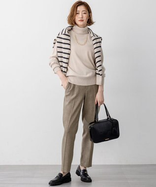 23区 L 【洗える/セットアップ対応】ウールライクカルゼ テーパード パンツ ブラウン系