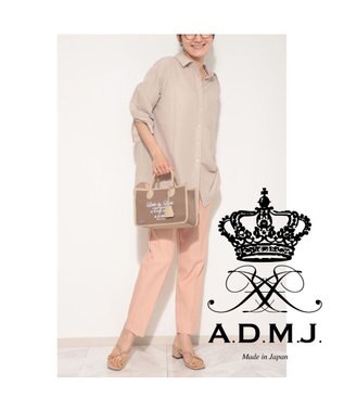 A.D.M.J. 【ファブリック】オフィサー/イタリアンファブリックヘリ巻きトートS アッシュ