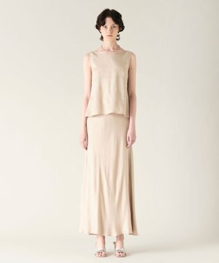 GRACE CONTINENTAL キュプラサテンフレアスカート ベージュ