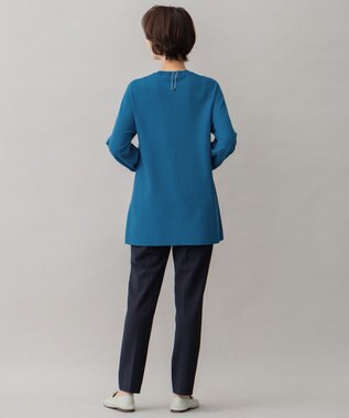 自由区 【洗える】レーヨンポリエステルスムース チュニック丈ニット ブルー系