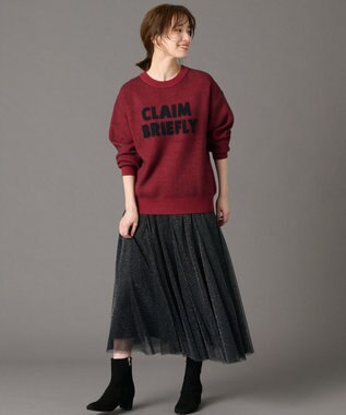 ANY スウェットライクフェザーロゴニット レッド×ブラック