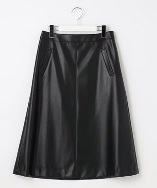 J.PRESS LADIES 【洗える】シンセティックマットleather スカート ブラック系