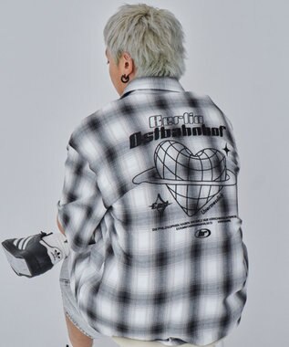 WEGO 【ユニセックス着用ITEM】グラフィックオンブレチェックシャツ（SS） ホワイトチェック1