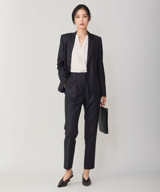 ICB 【人気のため新柄追加・洗える】Back Satin Amunzen キーネック長袖ブラウス ピンク系