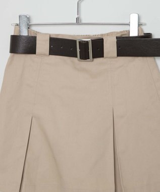 WEGO ベルト付チノプリーツスカパン ベージュ