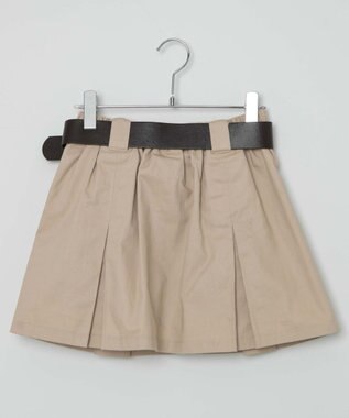 WEGO ベルト付チノプリーツスカパン ベージュ