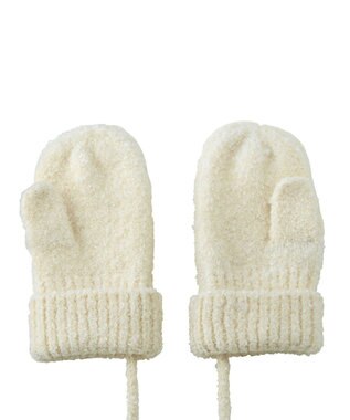 MIKI HOUSE HOT BISCUITS 【1-5歳】 ケーブル編みミトン 白