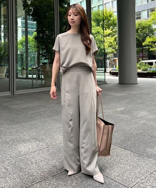 UNFILO 【接触冷感/吸水速乾】サマーセットアップ ワイドパンツ ダークブラウン系