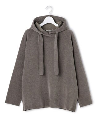 23区 【SLOW/一部店舗限定】ベロア風ニット パーカー ブラウン系