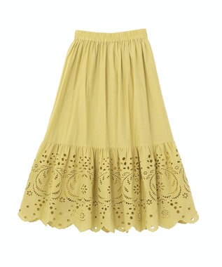 Green Parks ペチ付スカラップ刺しゅうスカート Yellow
